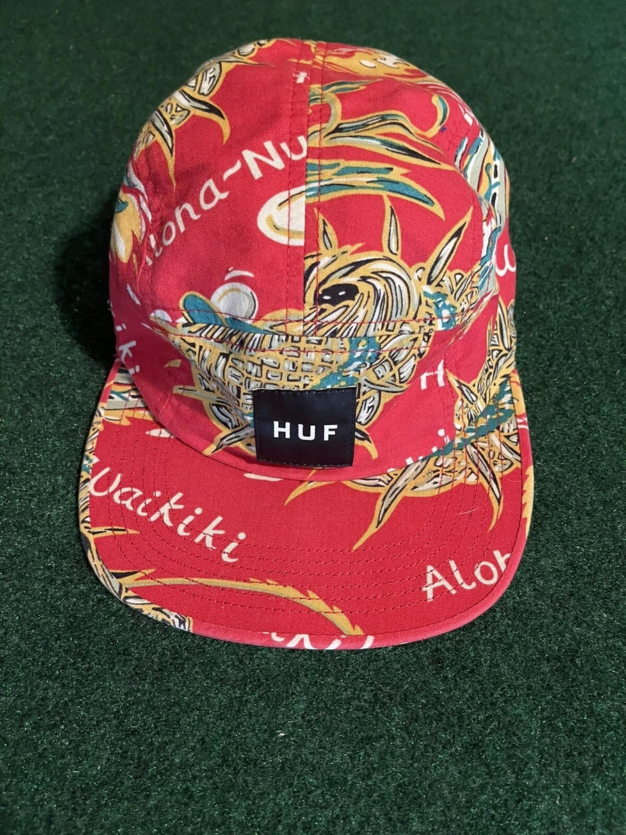 Huf SOUVENIR 5 Panel Hat Red Multicolor All Over Graphics Men's Bucket Hat