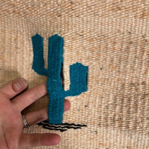 SOUTHWESTERN Woven Wall Hanging Rug 40 " X 29" Cactus Made by RYA Mexico 3163 - Picture 7 of 14
