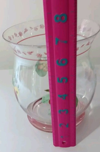 Pfaltzgraff Delicious Apple & Cherries 6.5" Glass Hurricane Candle Holder Vase - Picture 10 of 11