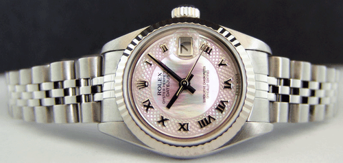 ROLEX Ladies 18kt White Gold & SS DateJust MOP Deco Roman Dial 79174 SANT BLANC - Picture 1 of 6