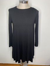 Asos Black Dress Sz 12 Long Sleeve Tunic Flowing T Shirt dress A line