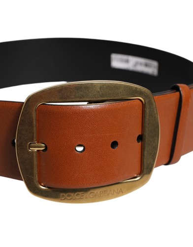 Dolce & Gabbana Cinturón Cuero Marrón Oro Hebilla de Metal Clásico 90cm/36in - Imagen 3 de 8