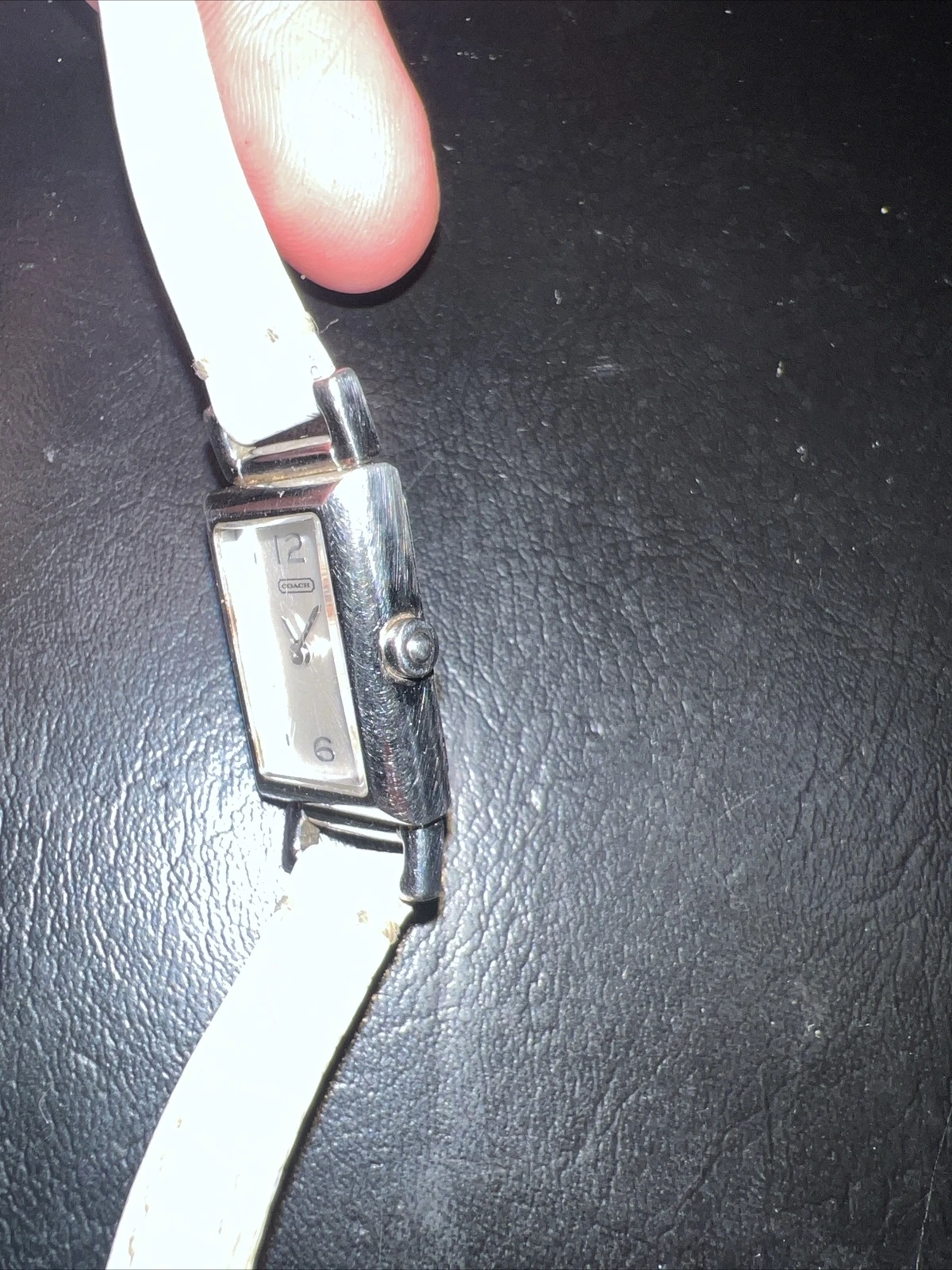 Orologio Pretty Donna Coach Tank Madison Cinturino in Pelle Bianca Batteria Nuova