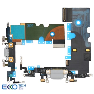   Für Original iPhone 8 Lightning Ladebuchse Mikrofon Charging Port Flex Silber 