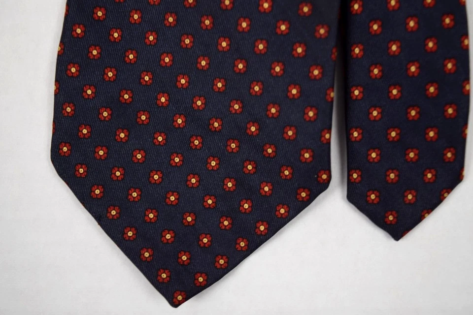 Neck Tie VTG Rooster 60s Navy Red Yellow Flower Foulard TriAcetate Tie 53.5 x 3" - Image 2 of 4