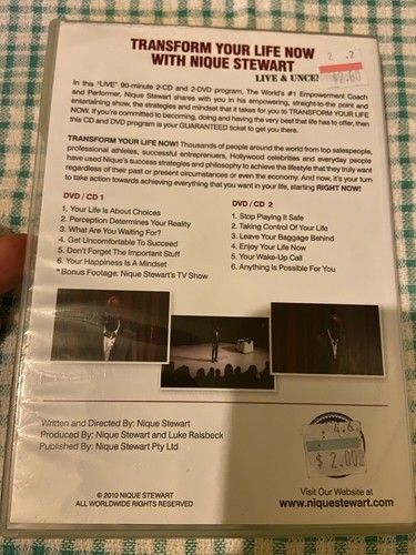 TRANSFORM YOUR LIFE NOW with Niik (Nique) Stewart: Live & Uncens. (DVD/CD, 2010) - Picture 2 of 3