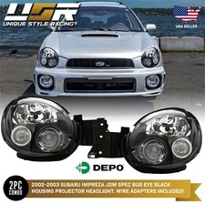 Depo Jdm Bugeye Black Projector Headlight Pair For 2002-2003 Subaru Impreza Wrx Depo Jdm Bugeye Black Projector Headlight Pair For 2002-2003 Subaru Impreza Wrx