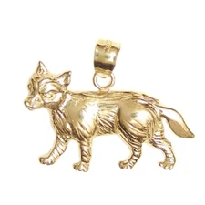 New 14k Yellow Gold Fox Pendant