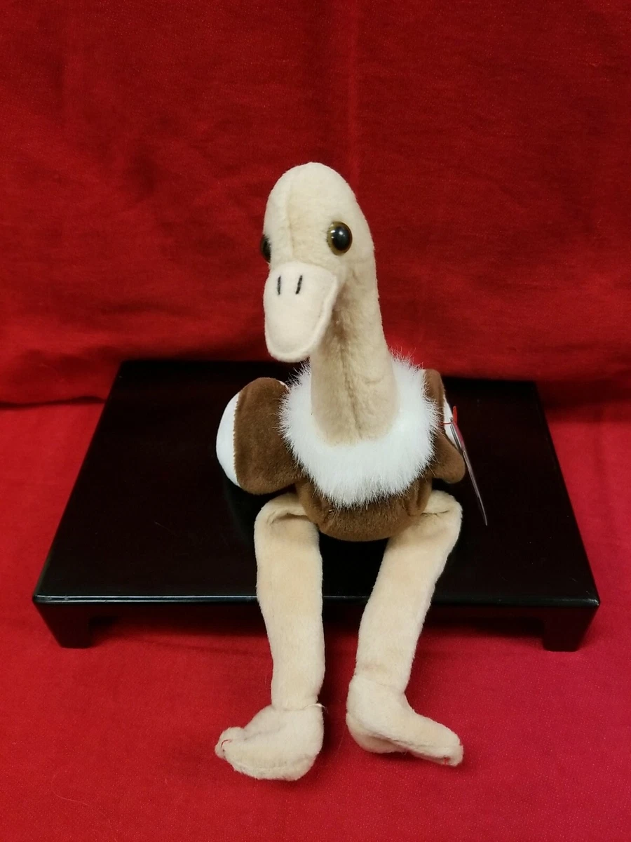TY Beanie Baby Stretch Ostrich Retired 1997 PE Pellets Plush w Swing Tag