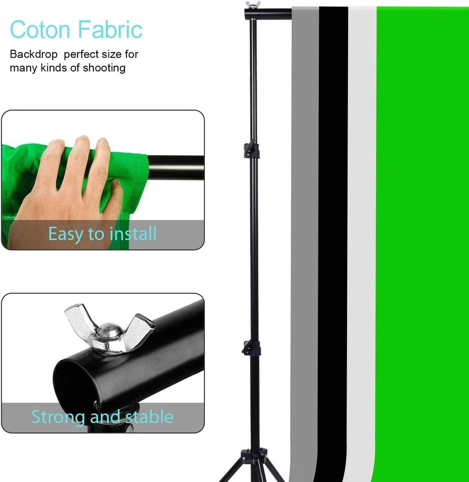 Photography Studio Softbox Umbrella Lighting Set with Cotton Backdrop Stand Kit - Image 3 of 4