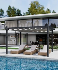 10x13 Ft Pergola Outdoor Pergola with Adjustable Canopy Stable Modern Alumin