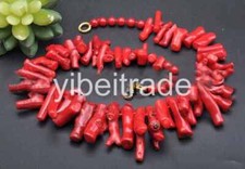 22" 40mm Red Coral branch Round Bead Necklace