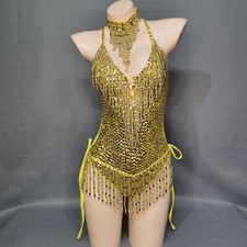 Sequin Beaded RAVE Dancer Carnival Dance Costume Evening Night Club Bar Bodysuit