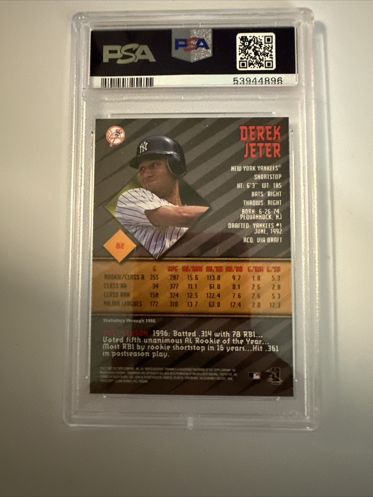 1997 Bowmans Best Derek Jeter #82 PSA 10 Gem Mint HOF Yankess Vintage 53944896 view 7