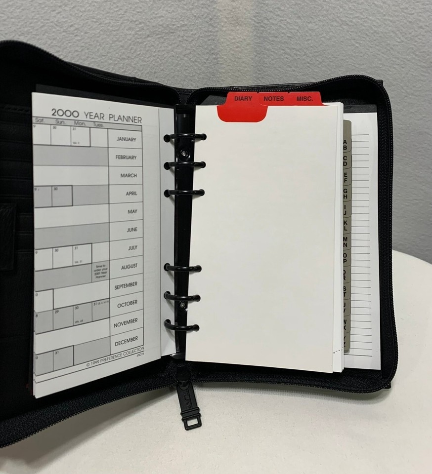 NEW Vintage Y2K Tumi Leather Zip Around Planner Organizer 6Ring