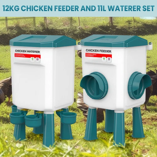 12kgChicken Feeder Bird Waterer11L Set Auto Food Water Dispenser Drinker Gravity - Picture 9 of 13