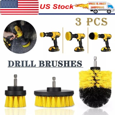 #ad 3PCS Drill Brush Set Power Scrubber Attachments Car Carpet Tile Grout Cleaning $5.00