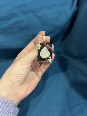 925 Sterlingsilber Herren Damen goldfarben Glitzer Pik-Ass Poker Karte Anhänger