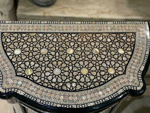 Handmade, Antique Curving Wood Sideboard, Wood Buffets, Inlaid Mother of Pearl - Picture 3 of 8