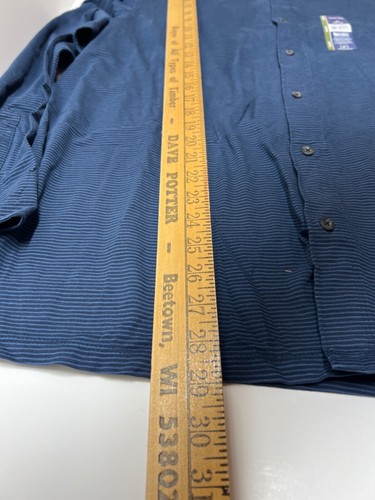 Camicia George Ge Ls con colletto a righe e spilla con bottoni XL blu navy nuova con etichetta! - Foto 7 di 9