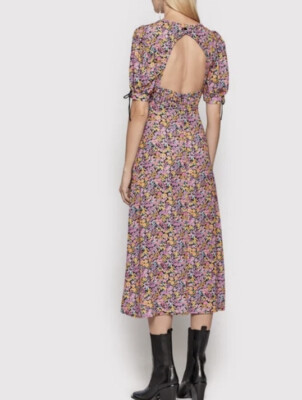 for love and lemons purple and yellow dress For Love & Lemons Arabella Maxi Dress Sky