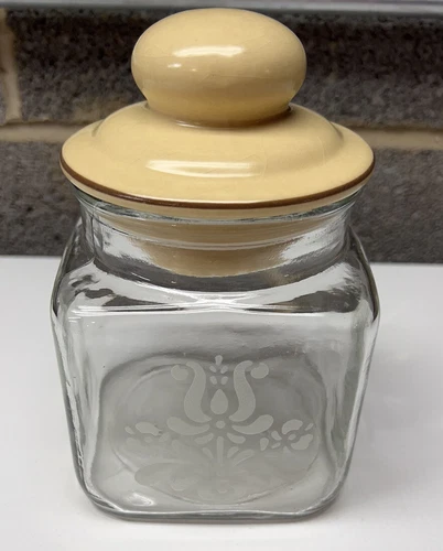Vintage 80’s Pfaltzgraff Village Glass Candy Canister Cookie Jar Ultra Rare USA