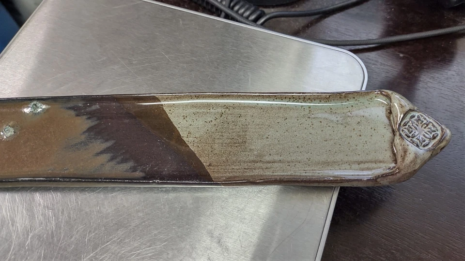 Queimador de incenso de cerâmica suporte de cone bastão apanhador de cinzas flor nas alças 13" - Imagem 4 de 4