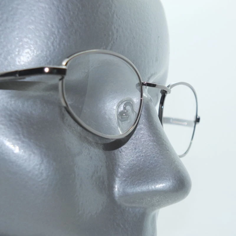 Small Petite Frame Shiny Gray Metal Lightweight Reading Glasses 1.75