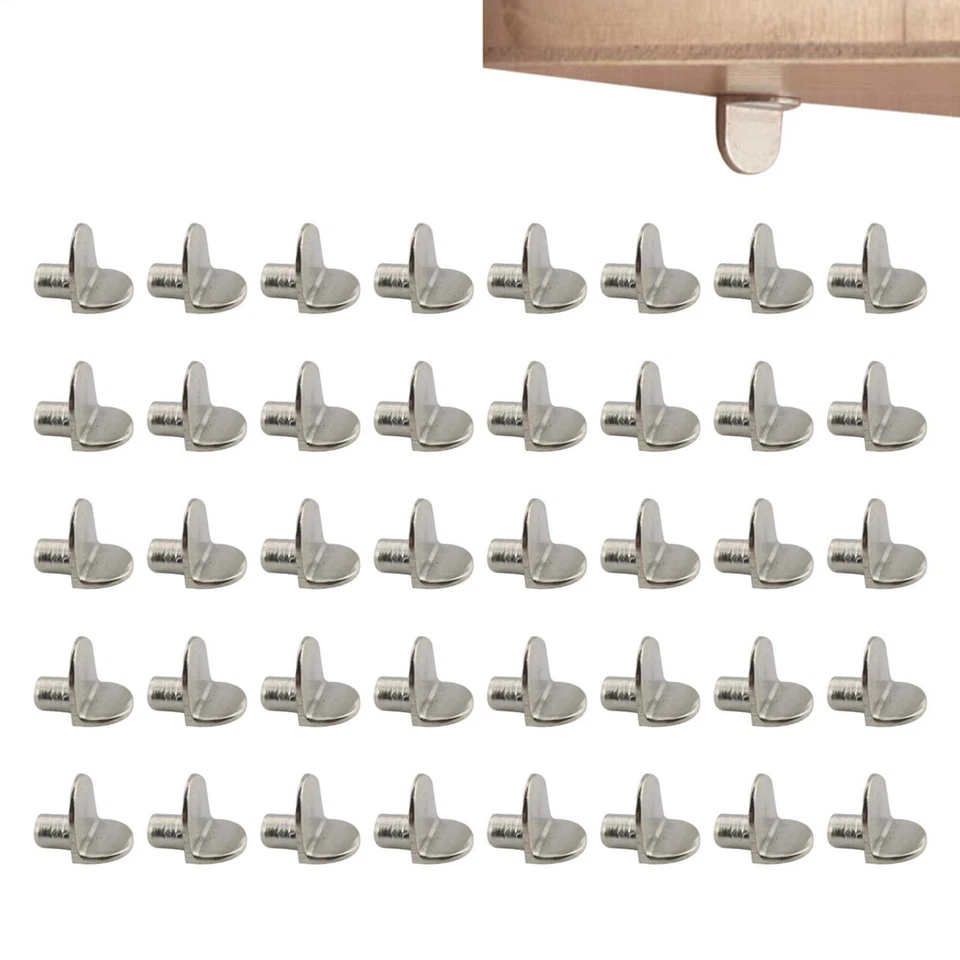 40 pack 5mm L-Shape Metal Adjustable Shelf Support Pins in Nickel for Furniture - image 3 of 4