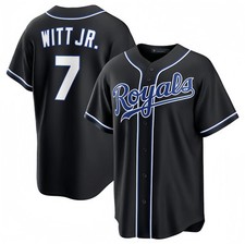 [ All Stitched ] Men's Royals #7 Witt Jr. Fashion Black Out 2026 Jersey