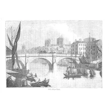 YORK View in the City - Antique Print 1845