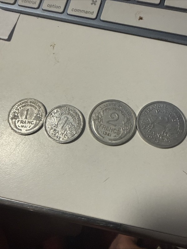4-1941-43  World War 1& 2  Francs Coin Nazi Occupied France