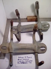 2 EA.  AERIAL TELEPHONE WIRE GLASS INSULATOR 4 PIN CASE POINTS, OFFSET TANG USED