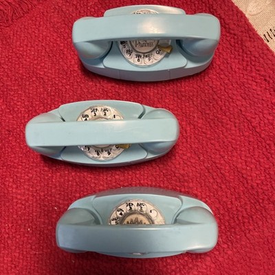 (1) Mini Princess Phone Landline Blue Pretend Play Rotary Dial 4 