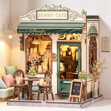Sunny Cafe Book Nook Kit DIY Miniature House Kit,with LED Light for Decor Gift