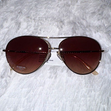NWT Bebe Aviator Sunglasses Gold Crystal Rhinestones BBOS2001G w/ Case 94 MSRP