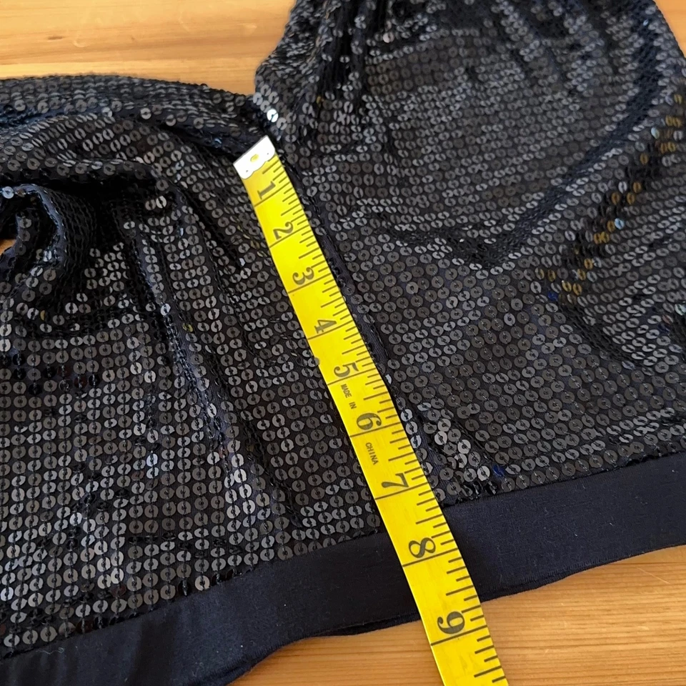 Брюки Wet Seal женские M с блестками глэм рок вечеринка эластичные Y2K 90-е без застежек черные - Изображение 4 из 4