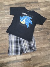 Sonic The Hedgehog Tee  365 Kids Plaid Shorts Outfit Set Size S 8 Boys Bundle