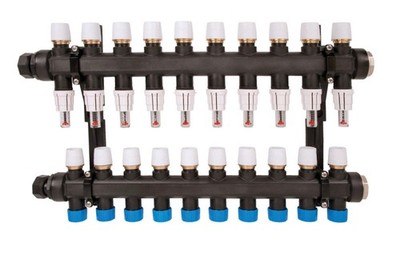 Polypipe 10-Port Verteiler für Fußbodenheizung. 15mm Steckanschlüsse UFHMANP10