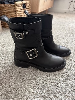 Rag & Bone Women's Black Leather Moto Boots, Size 36. Perfect Condition!