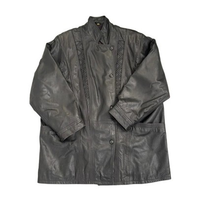 Pelle Studio Asymmetrischer Ledermantel Schwarz Größe 22 - Vintage