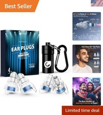 High Fidelity Noise Cancelling Silicone Ear Plugs - 23 dB Protection, 2 Pairs