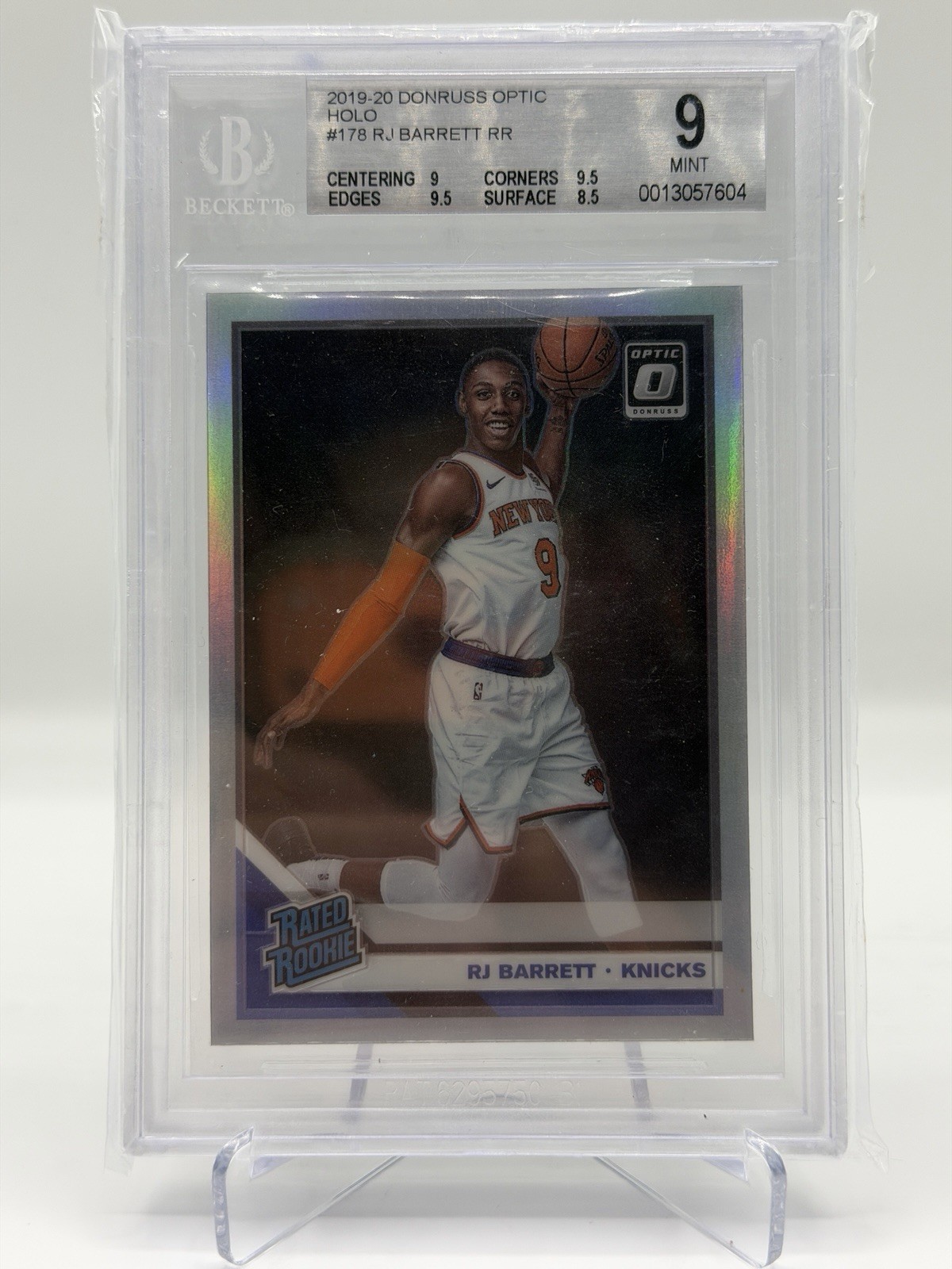 2019 Donruss Optic RJ Barrett Rated Rookie Holo #178 Rookie Card BGS 9 (Raptors)