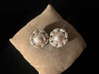 Vintage Miriam Haskell Baroque Faux Pearl Encrusted Gold Tone Clip Earrings