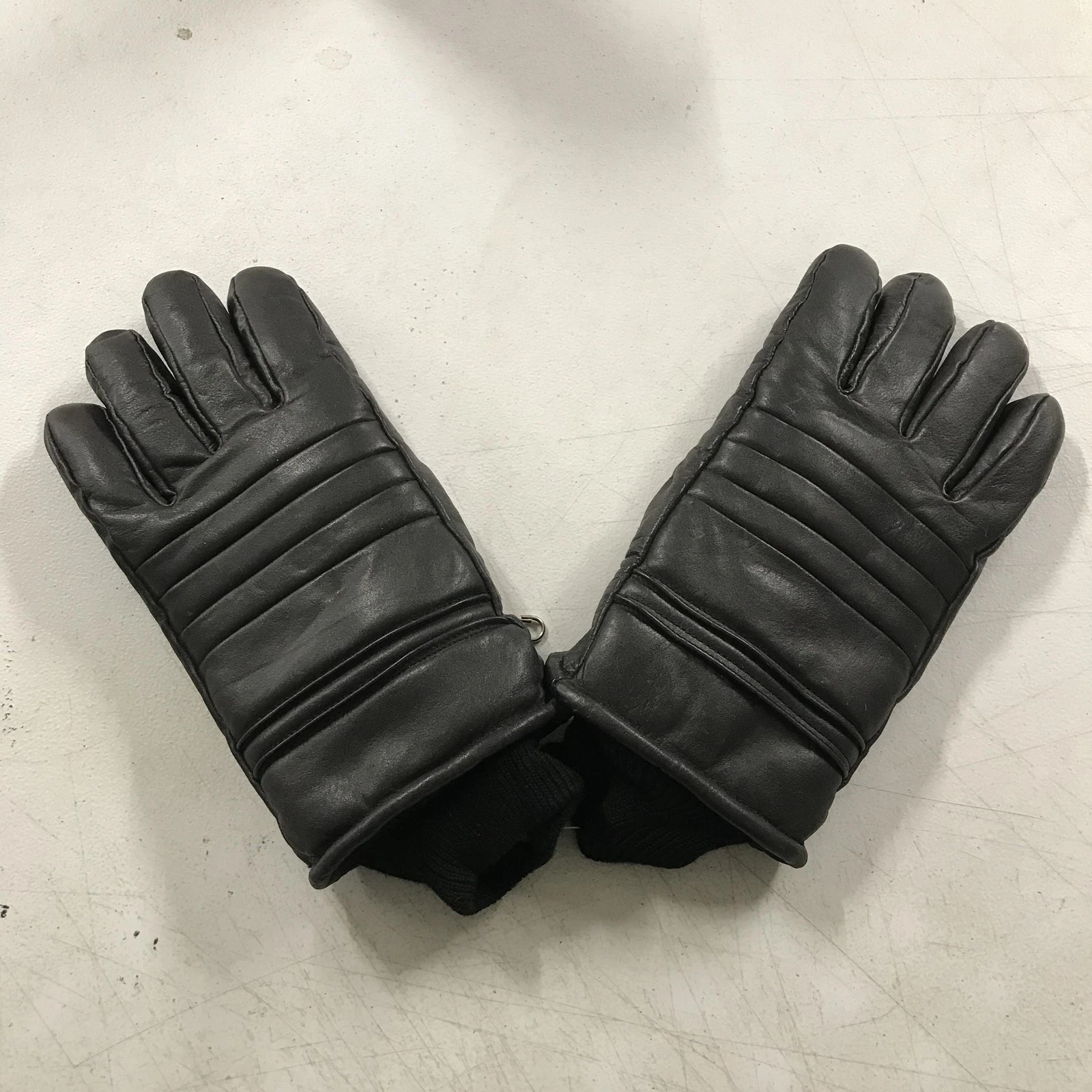 Vintage Leather Gloves Mens Large Black Insulated Lined Winter Driving Cold