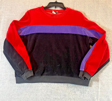Vintage Jantzen 80 s Velour Sweatshirt Large Stripe Tracksuit Hip Hop Pockets