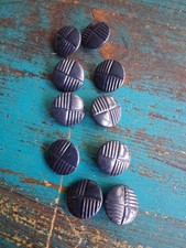 10 x Knopf  Sammlung Knöpfe Mantel  Blau alt Jacke 10 Stück 