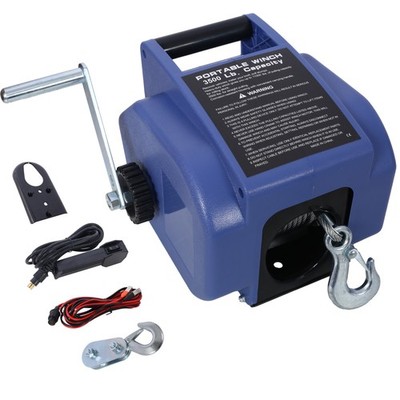 12V 3500LBS Trailer Winch, Electric Reversible w/Galvanized Rope + Hook