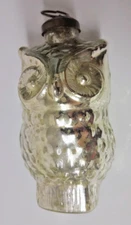 Vntg Dresden Germany Design Holiday Christmas Tree Mercury Glass Ornament Owl 