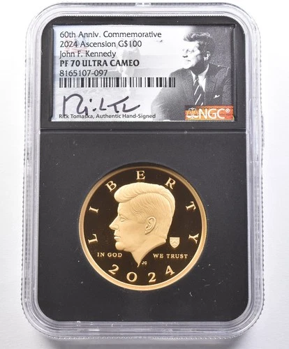 2024 $100 Kennedy Ascension Island Gold Commemorative PF70 UCAM NGC *2344